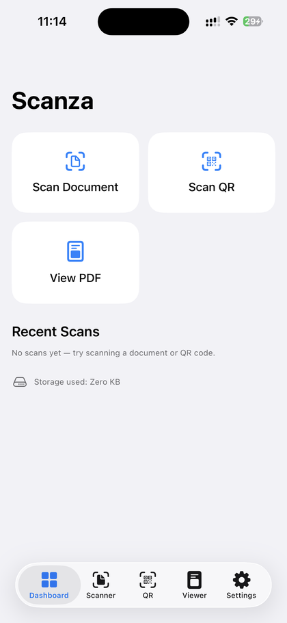 Scanza Dashboard screenshot